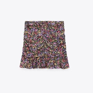 ZARA draped floral mini skirt M